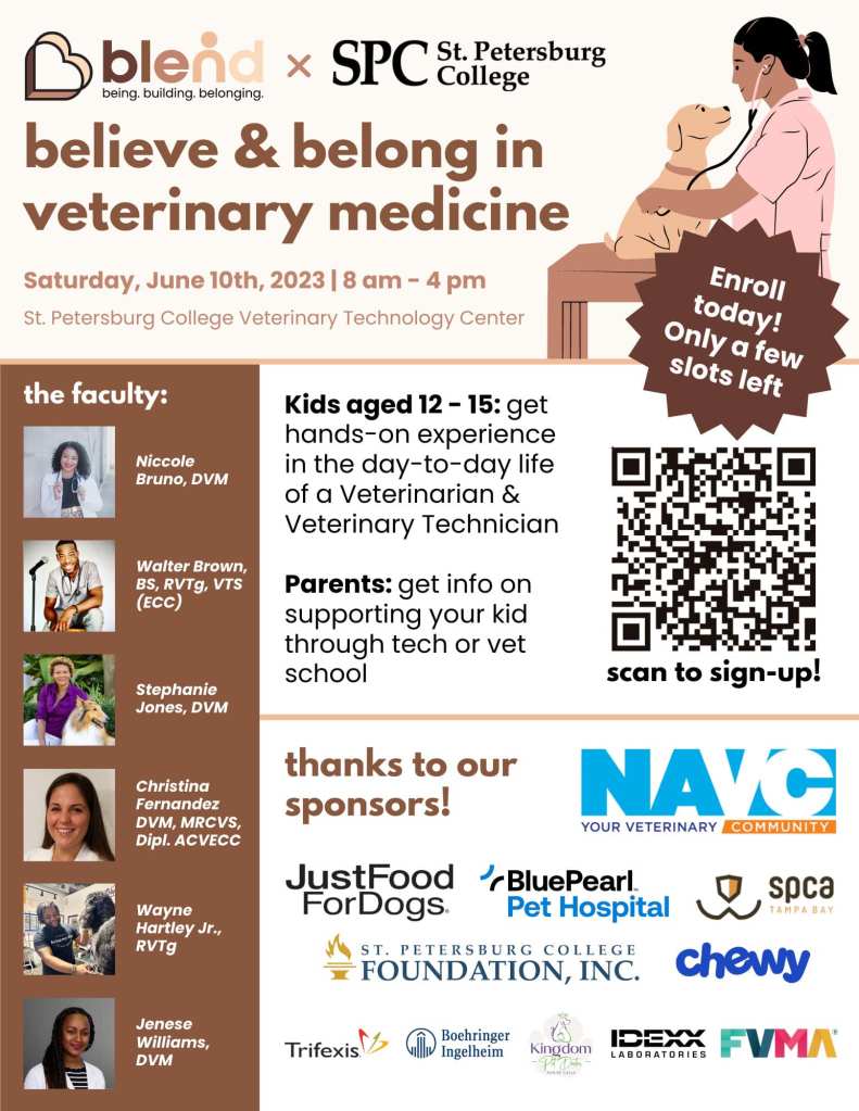 Event flyer for the BlendVet event happening on Saturday, June 10th from 8 a.m. to 4 p.m. at SPC Vet Tech Center. 